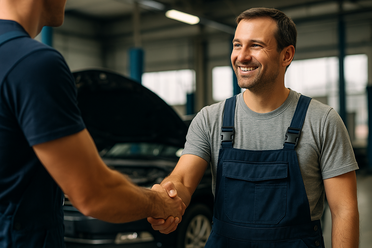 mechanik z klientką umawiaja wizytę